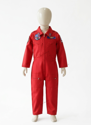 Baju Wearpack Pilot Anak Kostum Profesi Penerbang Merah Lengan Panjang Premium